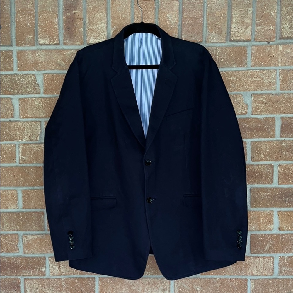 PAUL JONES Blue Sport Coat with Notched Lapels and Tailored Fit Size: XL